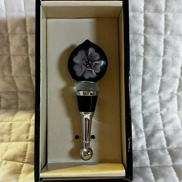Wine Stopper Purple Flower Art Glass Wine Stopper In Box Bottle‎ Stopper Cork - Picture 4 of 9